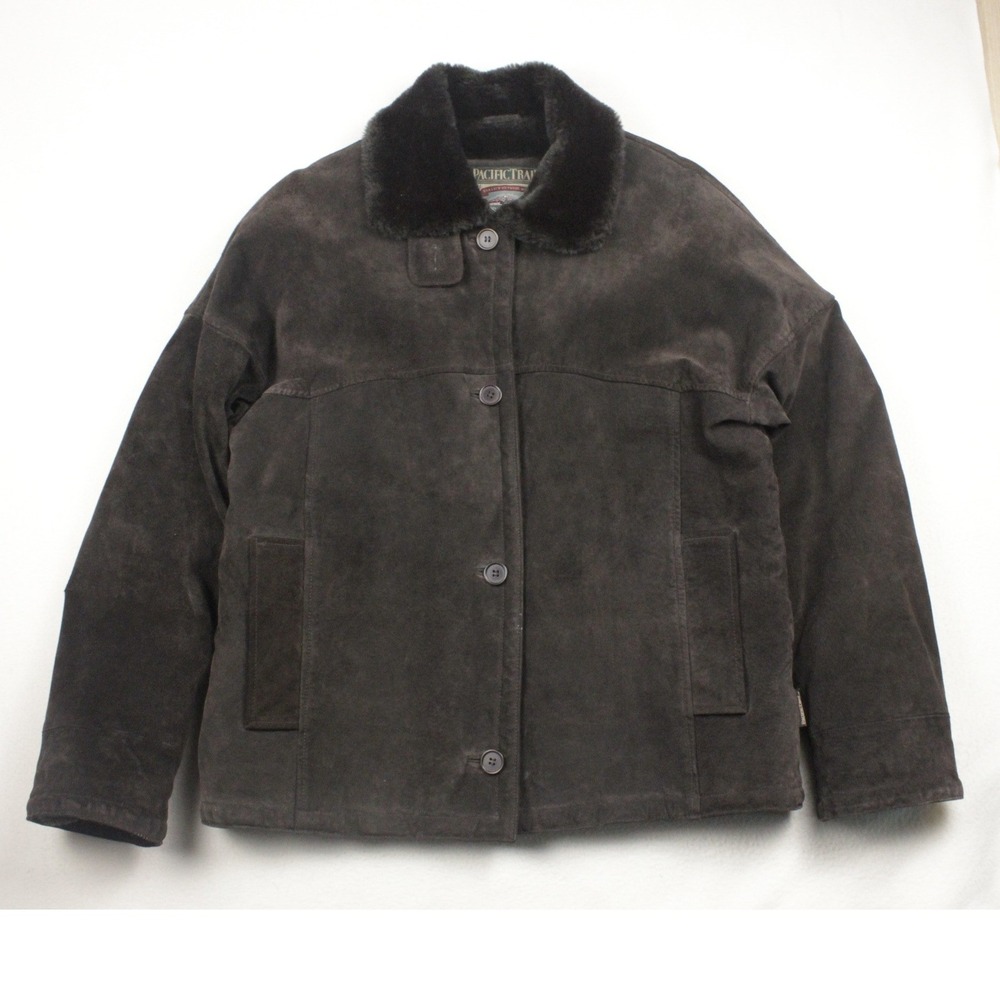Vintage Pacific Trail Brown Suede Leather Barn Ranch Jacket Mens L Western